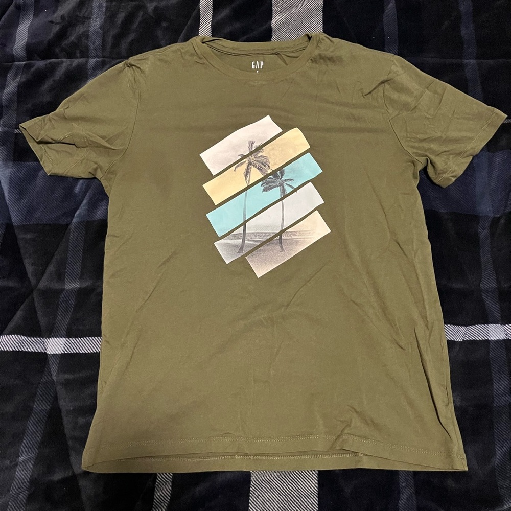 Gap Men's Palm Tree Graphic T-Shirt Size Small Green